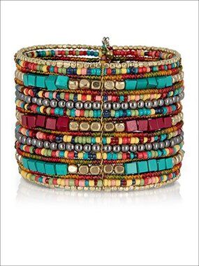 Boho Beaded Cuff Bracelet Adjustable Stackable Women Jewelry Gift